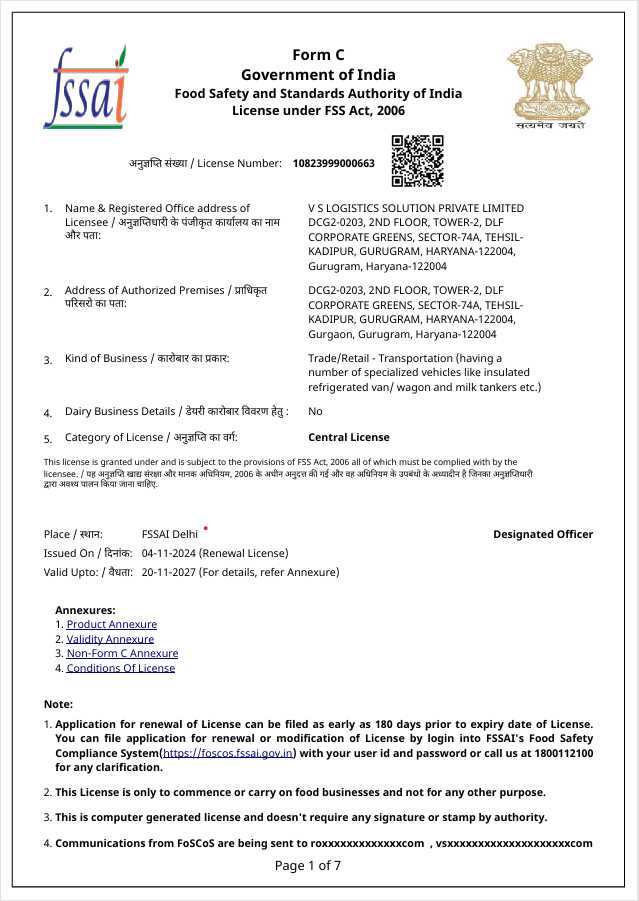 FSSAI Certificate